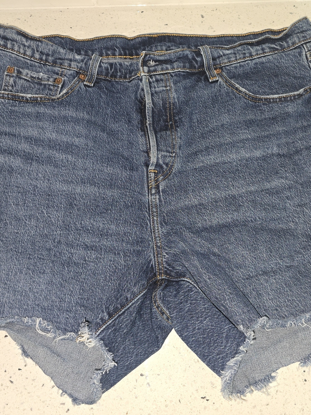 Levi's Distressed Blue Denim Cutoff Shorts